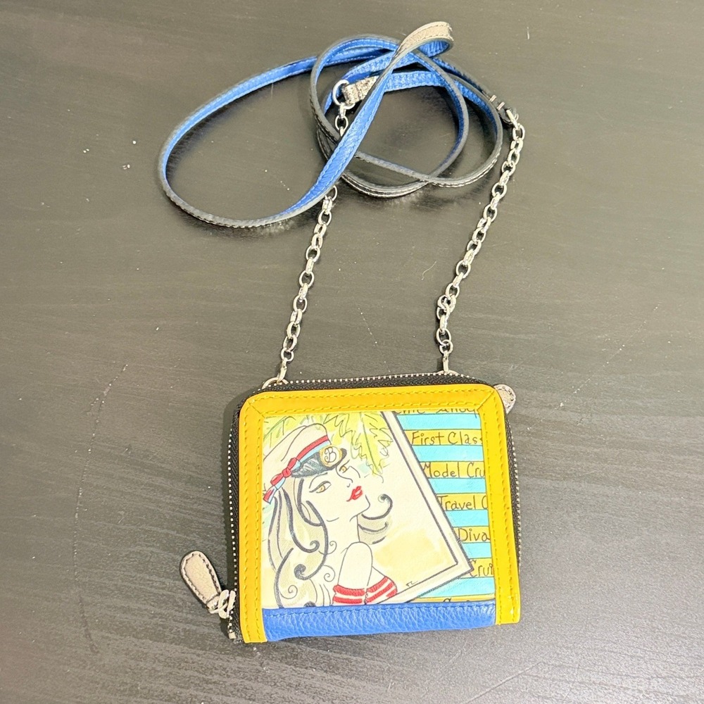 Brighton Fashionista First Class Model Cruise Crossbody Wallet Blue Yellow NEW